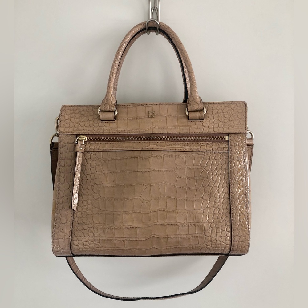 Kate Spade Romi Perri Lane Croc Handbag Rosy Beige *please read*